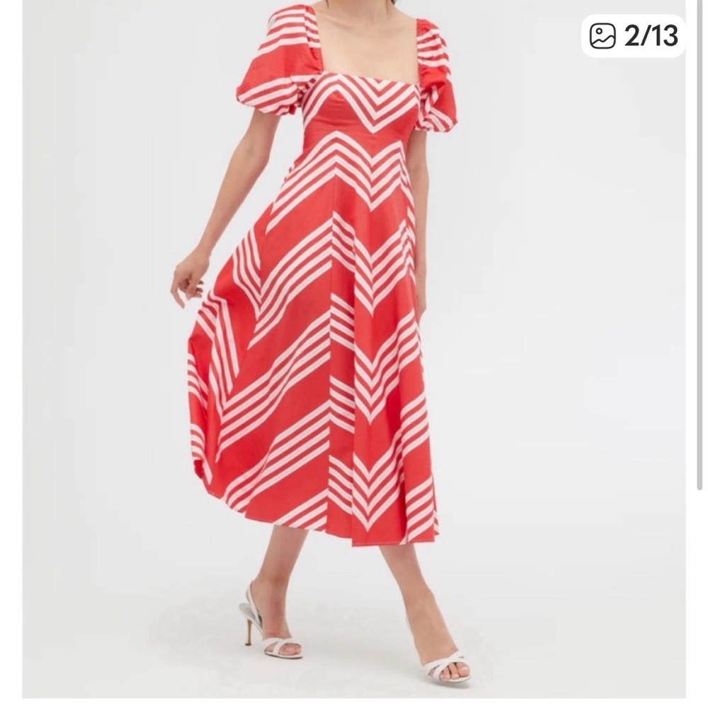 Hill house / Matilda Red and White Chevron dress sz L